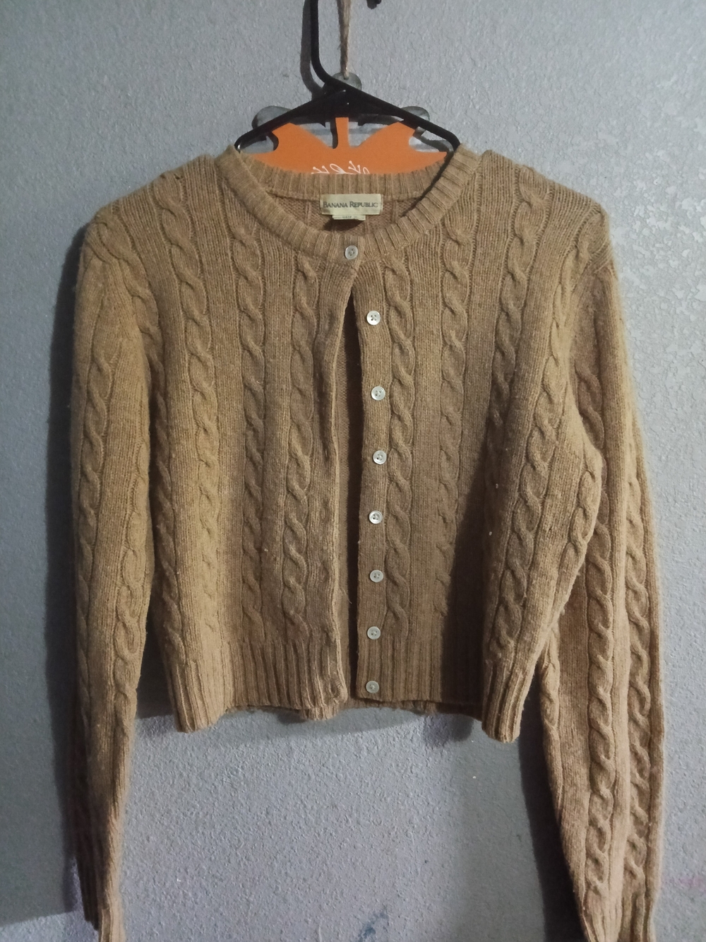 Vintage 90s Banana Republic Cable Knit Button-Front Cardigan in Browns